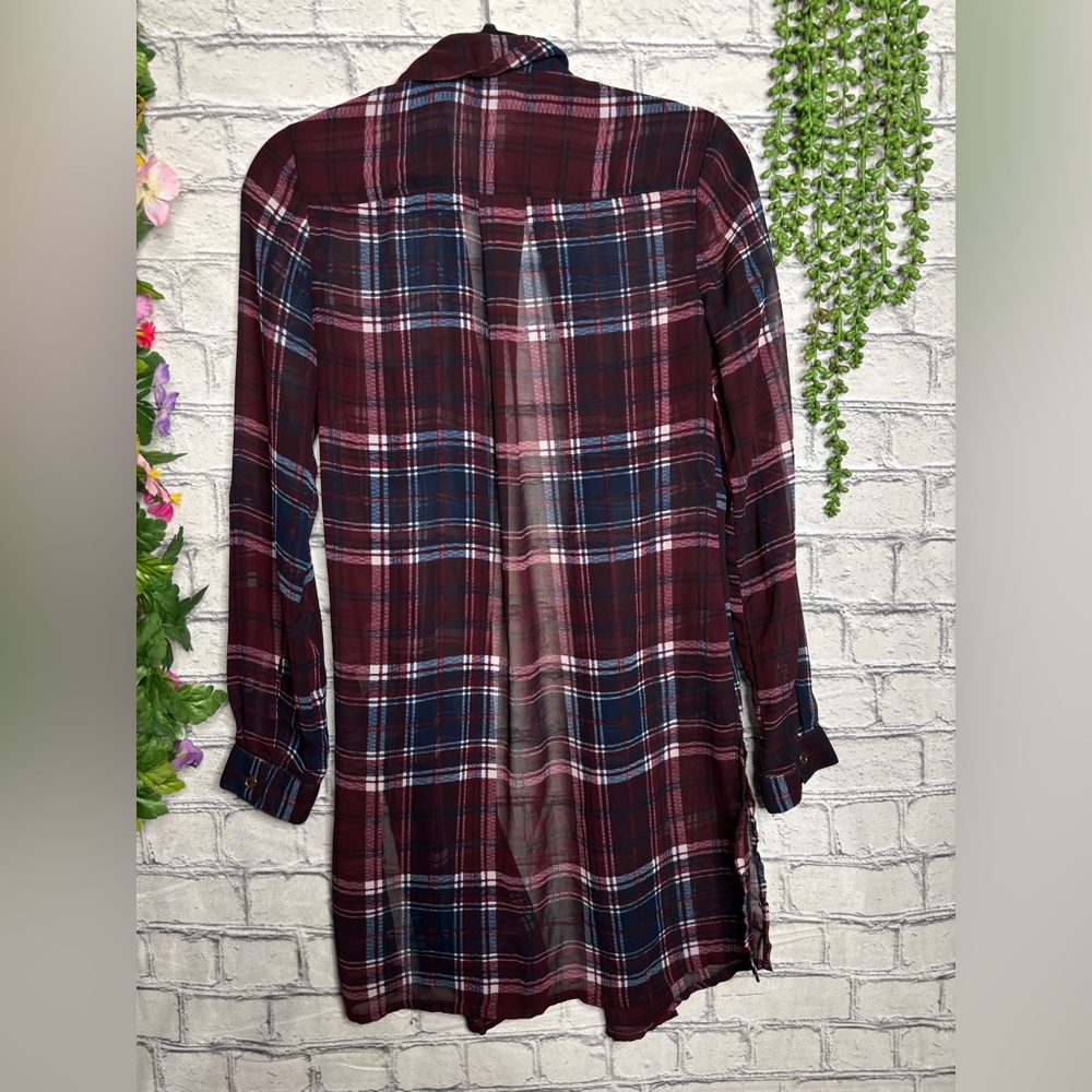 *🌼3/$30🌼Charlotte Russe Plaid Sheer Button Down Top Size Small - Picture 16 of 16